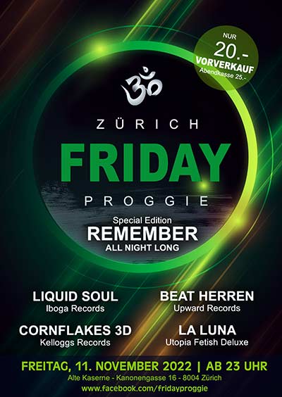 Friday Proggie - Remember Special - Alte Kaserne, Zürich (ZH) - Fr. 11.11.2022