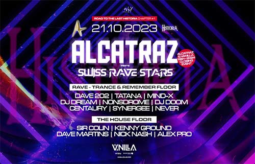 ALCATRAZ meets SWISS RAVE STARS - Vanilla Club, Riazzino (TI) - Sa. 21.10.2023